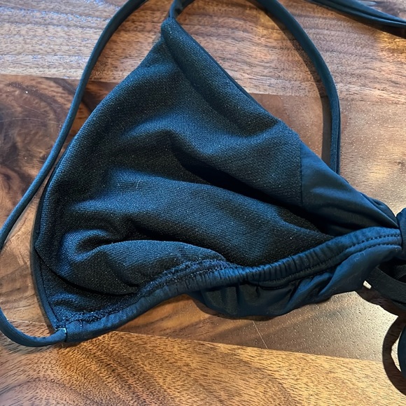 New Bikini lab black knotted triangle string bikini top - Picture 4 of 5
